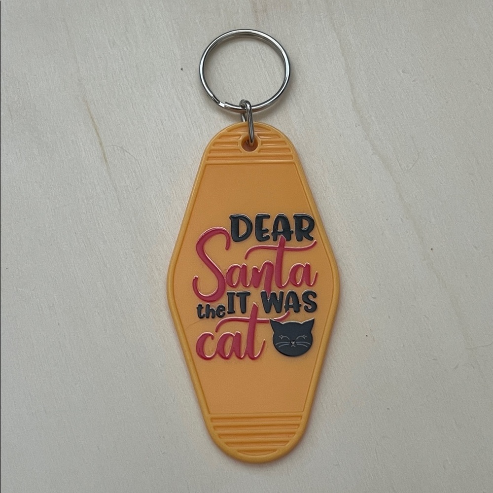 Dear Santa, It Was the Cat” Holiday Key Tag – Retro Motel Style